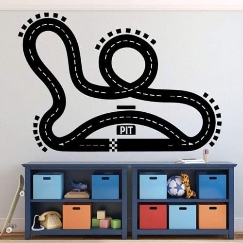 Race Track Wall Decal For Childrens Bedroom Decoration, Playroom Or Boys Nursery Room Wall Vinyl Sticker Decor Z348