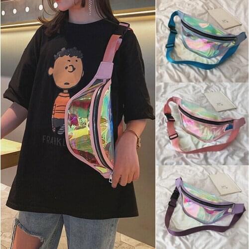 2019 Newest Hot Fashion Belt Bum Bag Waterproof PVC Transparent Clear Punk Holographic Fanny Pack Laser Waist Pack for Women