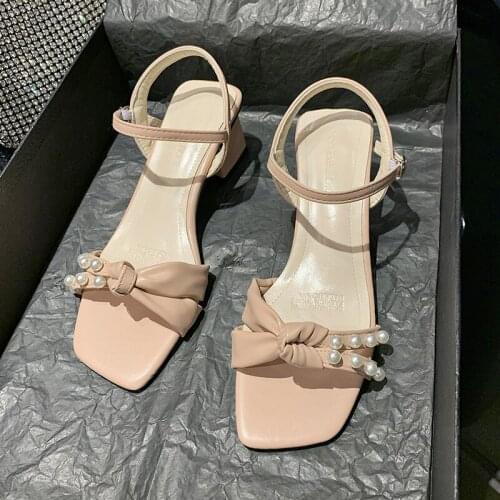 New Womens Outdoor Sandals Womens Sandals Nice Pearl Sandals Women Vogue Summer Shoes Woman Heels Woman Shoes Sandalias Mujer