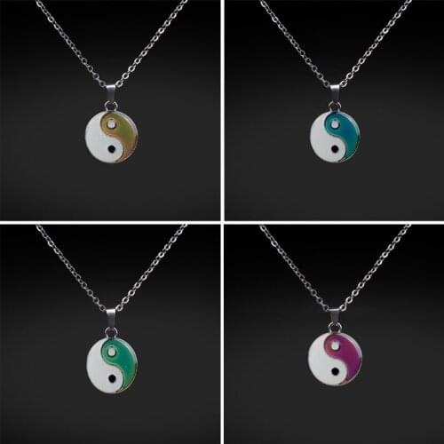 Yin Yang Gossip Colour Changing Mood Necklace Choker Jewelry Temperature Sensitive Color Change Pendant Necklace for Men
