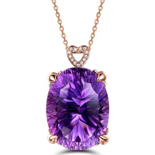 Ociki Rose Gold Color Purple Crystal Pendant Necklace Heart CZ Jewelry Wholesale Choker for Women Gift Drop Shipping
