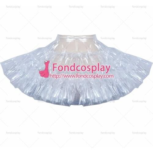 Fondcosplay adult sexy cross dressing sissy maid short French soft clear PVC petticoat underskirt skirt tailor-made [G3909]