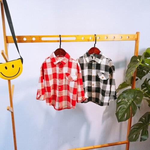 2019 Spring Autumn Boys Shirts Baby Kids Cotton Shirt Casual Fashion Plaid Blouses for Children Linen Cotton Camisas Para Hombre
