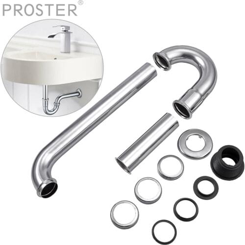 Proster Universal Tube Siphon For Washbasin Vanity 32mm Detachable 1 1/4 Immersion Pipe Ggar Drain Fitting 201 Stainless Steel
