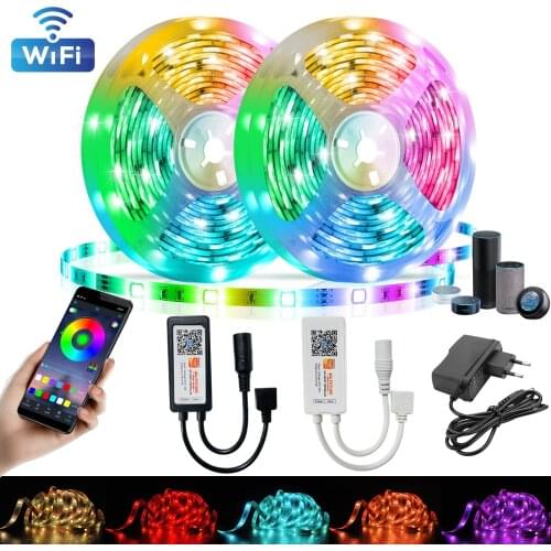 LED Strip Light RGB 5050/2835 Waterproof Flexible Ribbon Diode Smart Luces Lamps Room Decoration Smart WIFI Controller For Alexa
