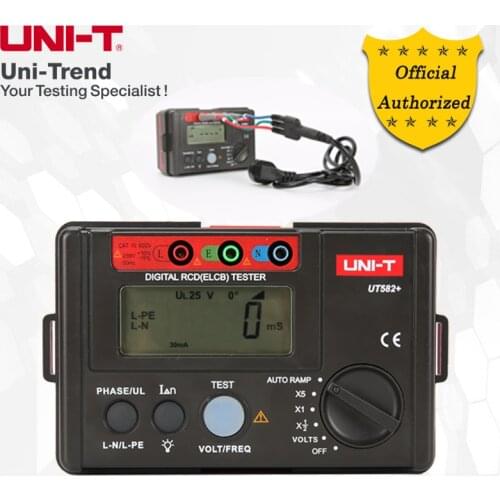 UNI-T UT582+ Digital RCD (ELCB) Tester; AUTO RAMP test / voltage and frequency test