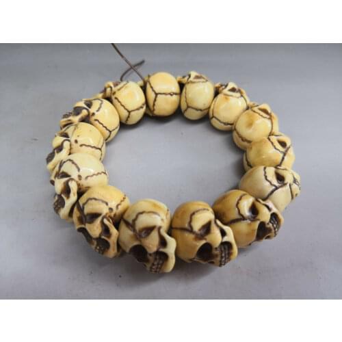 Tibet HANDMADE natural yak horn Carve into a skeleton Bead hand String Bracelet