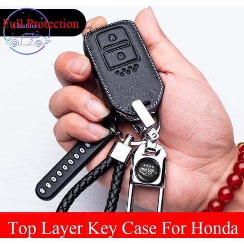 Top Layer For Honda Accord 10th Civic Vezel CRV XRV City Car Key Bag Genuine Leather Key Cover Red Black Holder Car Accessories