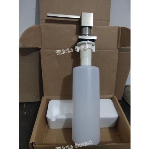 Vidric Wholesale High Quality Square Style Pure Black/Brushed Nickel/Chrome/Gold Solid Brass Kitchen Liquid Soap Dispenser