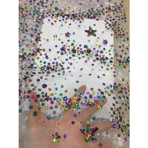 High quality SYJ-62312 sparkly embroidered African tulle lace fabric with sequins French net lace fabric