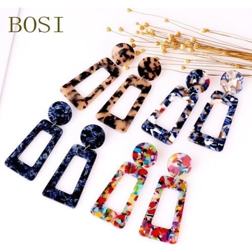 2019 Earrings For Women Acrylic Boho Acetate Dangle Drop Earings Fashion Face Big Bohemian Accessories Geometric Leopard Summer