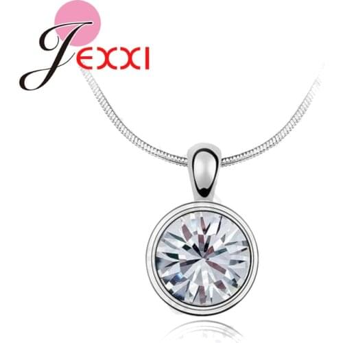 Factory Price Classic Round 925 Sterling Silver Necklace With Clear Cubic Zironia For Women Female Party Wedding Jewelry