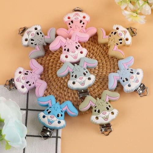 Kovict 10/20/50pcs Silicone Pacifier Clips Rabbit Shaped Baby Nursing Necklace Safe Toys Accessories DIY Pacifier Chain Clamps