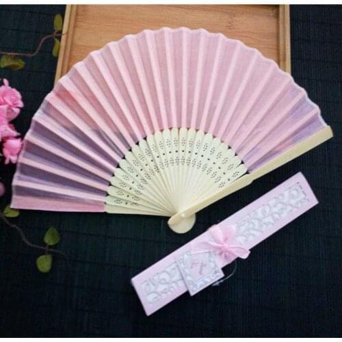 10pcs Free Shipping Personalized Wedding Favor Gift Silk Fan Customized Bride & Grooms Name Cloth Folding Hand Fan