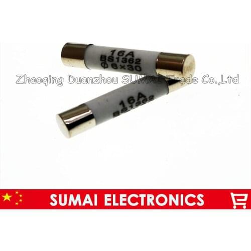 100 PCS/pack 16A 250V 6x30mm Ceramic tube fuse for Car,Electrical,instrument etc.fast acting.16A fuses