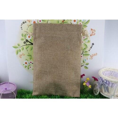 16*20cm 50pcs Jute Christmas Gift Bags Cotton Linen Drawstring Pouches Muslin Wedding Party Favor Holders Packaging Bags