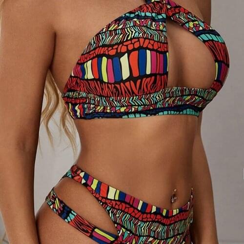 2020 Low Waist Hollow Bikini Woman Swimsuit African Print Sexy Brazilian Bikini Suit Swimwear Summer Beachwear
