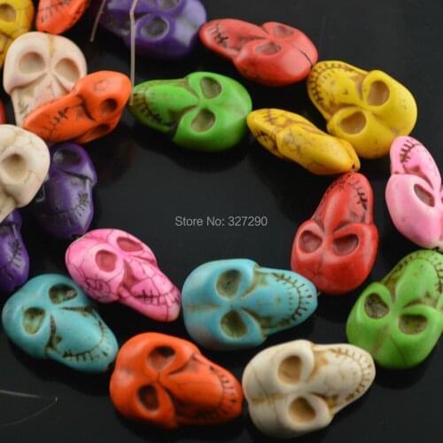 20x30mm Colorful Howlite Howlite Skull Beads Blue Red Pink White Orange DIY Jewelry Earring Making 4Strand/lot