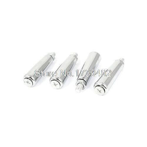 4Pcs Universal 8mm M8 Male Thread Metal Revolving Handle Grip Silver Tone