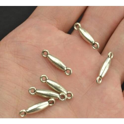 40 pcs free shipping Retro silver color charms diy metal Connector pendant for necklace&bracelets jewelry making 18*4 mm B165