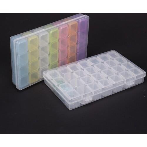 Diamond Painting Accessories 4 Color 28 Grid Storage Box Transparent DIY Embroidery Cross Stitch Tool Set Household FH602