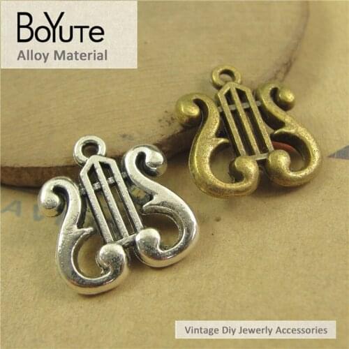 BoYuTe (50 Pieces/Lot) 18*15MM Zinc Alloy Materials Antique Bronze Silver Plated Music Pendant Charms for Diy Jewelry findings