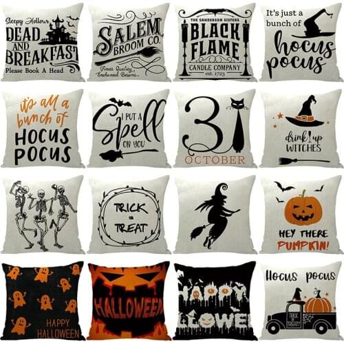 Halloween Skull Witch Pillowcase , Decor Sofa Cushion Case , Bed Pillow Cover , Car Cushion Cover , Cute Pillow Case