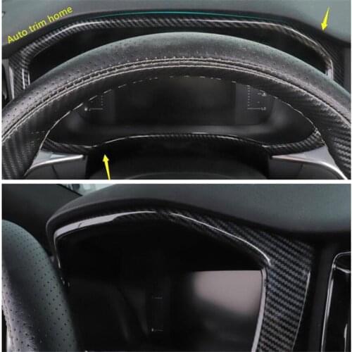 Lapetus Dashboard Instrument Screen Decoration Cover Trim Matte Carbon Fiber Look Fit For Volvo XC60 2018 2019 2020 2021