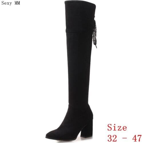 Spring Autumn Women Over the Knee Boots High Heel Woman Thigh High Boots Small Plus Size 32 - 47