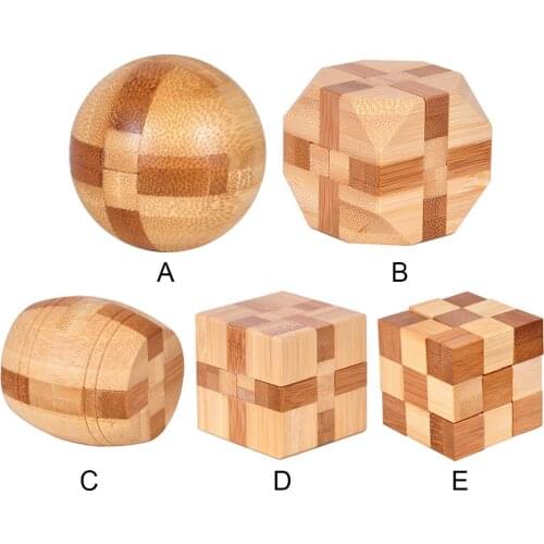 Wooden Kong Ming Lock Puzzle Game China Classic 3D Cube Toy IQ Test Brain Teaser Intelligence Toys for Kids Educational Puzzles