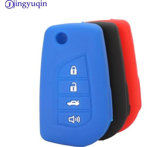 Jingyuqin Remote Car Silicone Folding Key Cover Case For Toyota Camry Highlander Corolla Prado Reiz Crown RAV4 4 Buttons