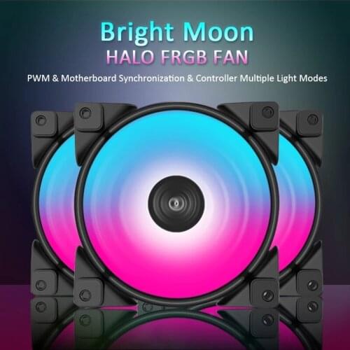 Pccooler 3/Pack HALO RGB Fan 12cm 12V＆5V FRGB 3pin＆4pin PWM Quiet Cooling Fans 120mm RGB Fan For CPU Cooler Liquid Cooling