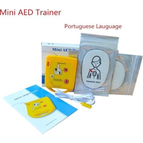 Mini AED trainer in Portuguese Voice Prompt Universal Defibrillator First Aid Training Class Tools Practice Device For Students