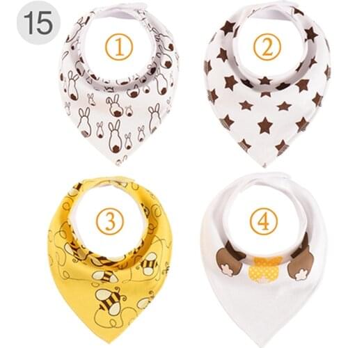 4pcs/Lot Fashion Baby Cotton Bib Newborn Infant Feeding Burp Cloths Toddler Baby Boy Scarf Girl Cartoon Saliva Towels Bandana