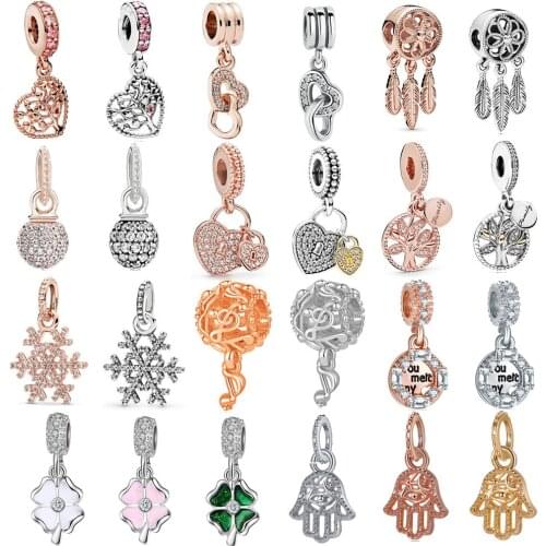 Fashion Vintage Feather Dream Catcher Tree of Life Pendant Fits Original Pandora Charm Bracelet Necklace Lady DIY Jewelry Gift