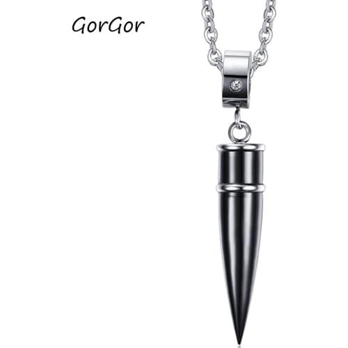 GorGor Necklace Men Stainless Steel Pattern Bullet Pendant Three Colors Available Individuality Simplicity Accessories PN-437