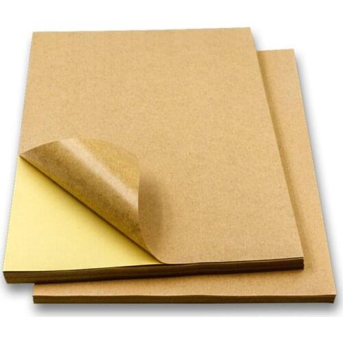 50pcs A4 Brown Kraft Paper Stickers Self Adhesive Inkjet Printing Labels Q1JC