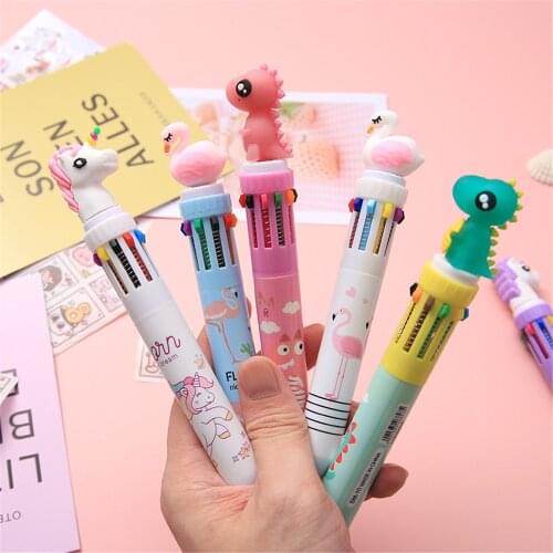 Ten Color Ballpoint Pen Kawaii Stationery Cute Pens Novelty Cute Kawaii Pen Student Writing Gel Pens Learning Office Supplies