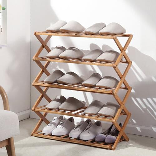 Free Installation Folding Multi-layer Shoe Rack Simple Household Economic Racks Dormitory Door Storage Rack Bamboo Shoe Cabinet