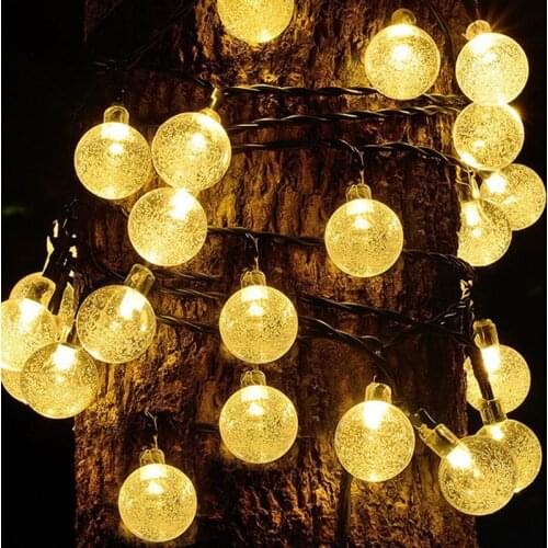 20/50 LEDS Crystal Ball Outdoor Solar Lights String Solar Garden Decoration Outdoor New Year Street Garland Christmas Lights