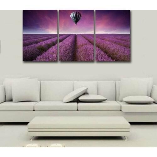 Hot Air Balloon Above Lavender Sea Canvas Prints Modern Wall Art Paintings Flower Sea Scenery Artwork Home Decor Drop shipping