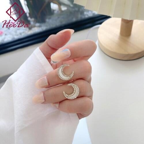 Korean Fashion Sweet Moon Stud Earring Women 2021 New Creative Set Auger Ear Nail Lady Graceful 925 Silver Needle Jewelry Female