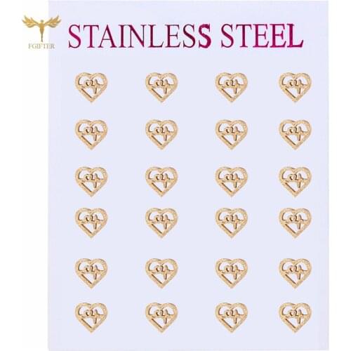 Romantic Heart-shaped Stud Earrings Womens Stud Earrings Best Gift for Girlfriend Fashion Stainless Steel Jewelry Wholesale