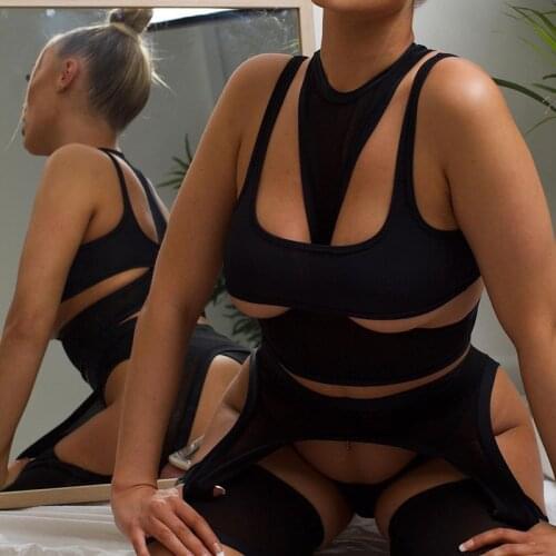 InstaHot Solid Sexy Cropped Top Cross Bandage Tank Top Women Streetwear Party Club Hollow Out Corset 2021 Summer Female Tanks