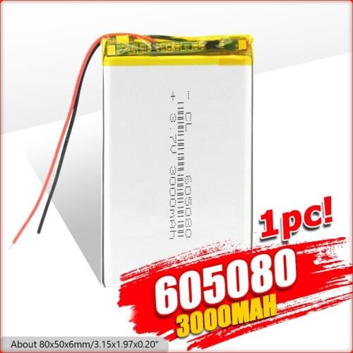 1/2/4 Pcs 605080 3.7V 3000mAh Lipo Battery E-book Interphone LED Lamp Radio Batteries Built-in Smart Charging Module Safe Charge