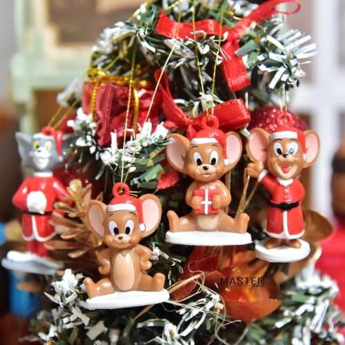 10PCS/lot 3-4cm Original bulk cargo Christmas series cat and mouse cute cartoon doll model pendant Decoration