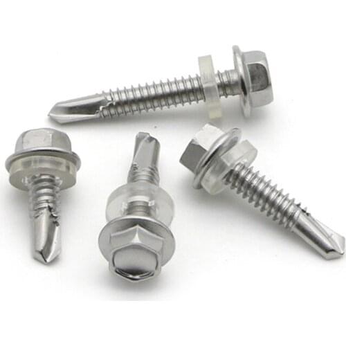10pcs M5.5 M6.3 Metric Threaded External Hex Hexagon Head Cap Screw Bolt Thread Drilling swallowtail tile screw Stainless Steel
