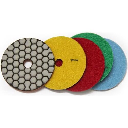 5 pieces 4 in" 100mm Dry Diamond Flexible Grinding Disc Grit 50-2000 Mable Concrete Stone Floor Polishing Renovation