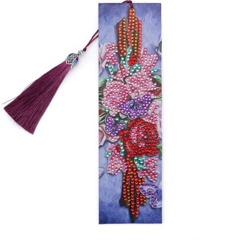 5D Diamond Painting cross flower Bookmark Diamond Embroidery Craft Tassel Book Marks for Books Christmas Gifts