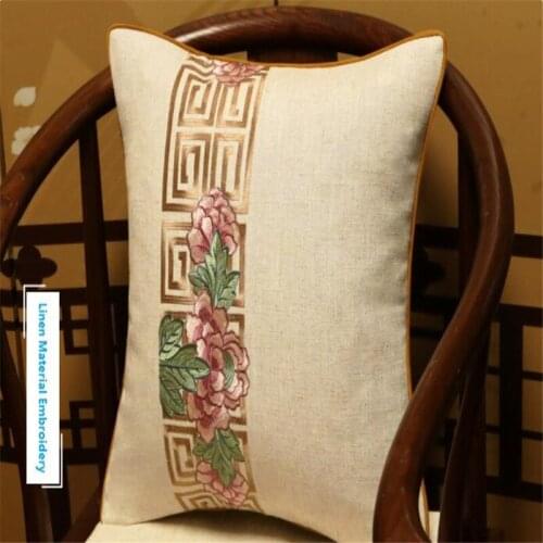 Free Shipping Pure Linen SpliceThrow Pillow With Inner 30x50cm Home Decorative New Year Gift Cushion Embroidery Bloster Chairpad